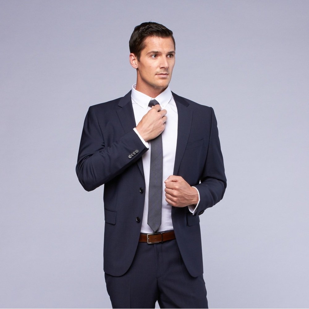 Boss by Hugo Boss Grand Central Navy Microcheck Blazer Size 44R
